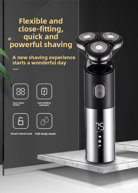 Electric Shaver for Men 3D Rotary Razor Wet and Dry Waterproof USB Rechargeable LED Display Travel Lock Gift V888-ELOSUNG41976