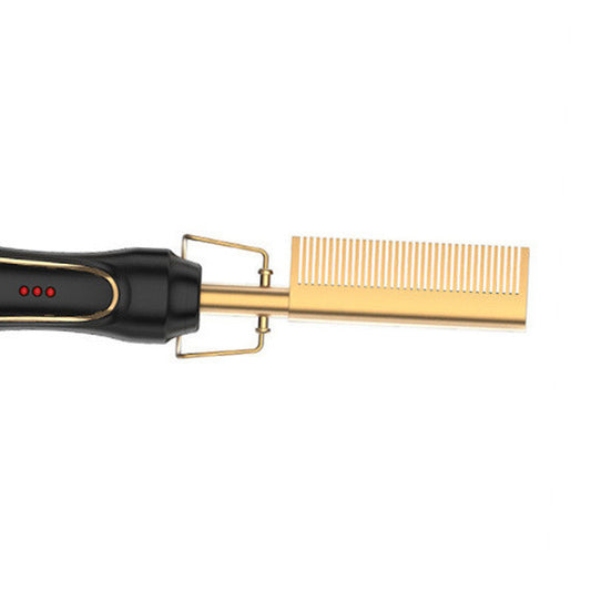 Electric Hot Comb Hair Straightener & Curler Titanium Alloy Fast Heat Wet Dry Styling Tool Black Gold AU Plug V888-ELOSUNG41985