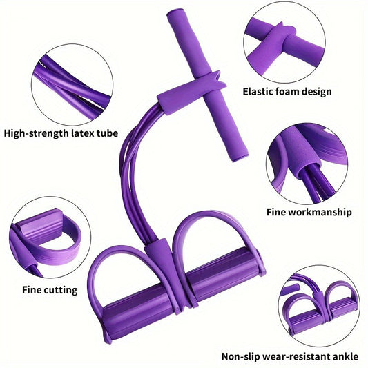 2 PCS 4-Tube Pedal Resistance Band & Figure 8 Chest Expander Blue Elastic Sit Up Pull Rope for Home Gym Yoga V888-ELOSUNG41995