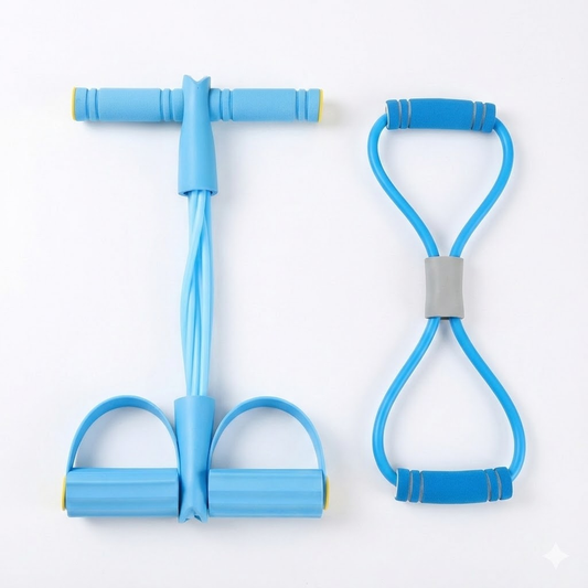 2 PCS Upgraded 6-Tube Pedal Resistance Band & Figure 8 Pull Rope Set Blue Elastic Tummy Trimmer for Home Gym V888-ELOSUNG41998