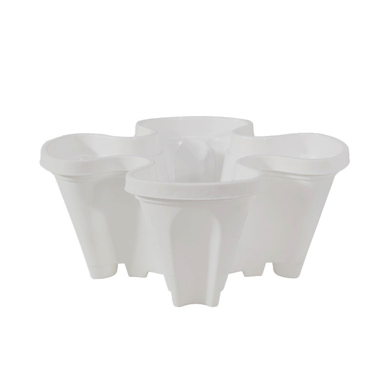White 3-Tier Stackable Strawberry & Vegetable Planter with Mobile Wheel Tray - Space-Saving Vertical V888-ELOSUNG42002