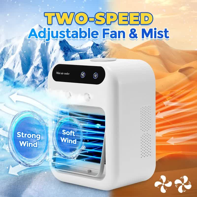 Portable 500ml Large-Capacity Air Cooler Fan - 9-Blade Strong Wind & Wide-Angle Oscillation, Easy Top-Fill V888-ELOSUNG42004