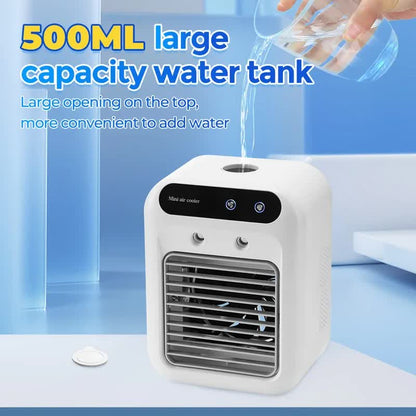 Portable 500ml Large-Capacity Air Cooler Fan - 9-Blade Strong Wind & Wide-Angle Oscillation, Easy Top-Fill V888-ELOSUNG42004