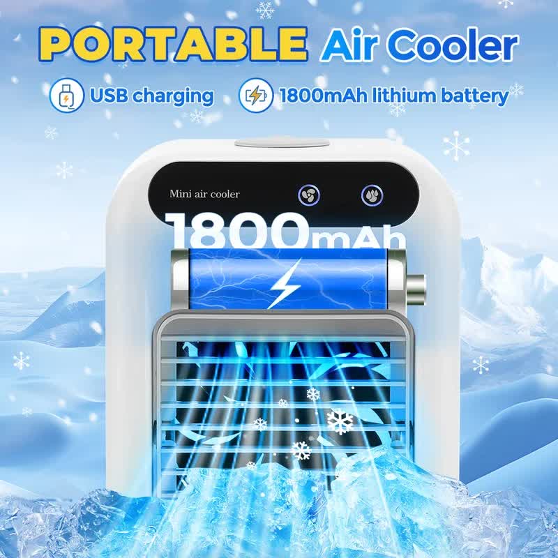 Portable 500ml Large-Capacity Air Cooler Fan - 9-Blade Strong Wind & Wide-Angle Oscillation, Easy Top-Fill V888-ELOSUNG42004