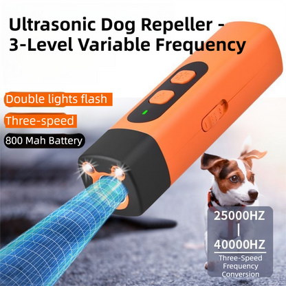 Portable Double-Head Mech Model Ultrasonic Dog Repeller & Trainer with LED Flashlight - Multi-Function Pet V888-ELOSUNG42013