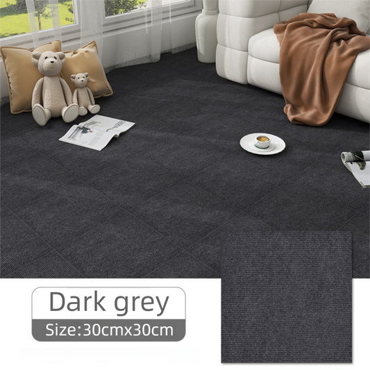 16 Pack Dark Grey Durable & Soft Self-Adhesive Carpet Tiles(30x30cm) - Interlocking Non-Slip Square Floor Mat V888-ELOSUNG42016