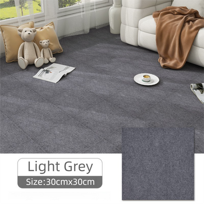 16 Pack Light Grey Durable & Soft Self-Adhesive Carpet Tiles(30x30cm) - Interlocking Non-Slip Square Floor V888-ELOSUNG42017