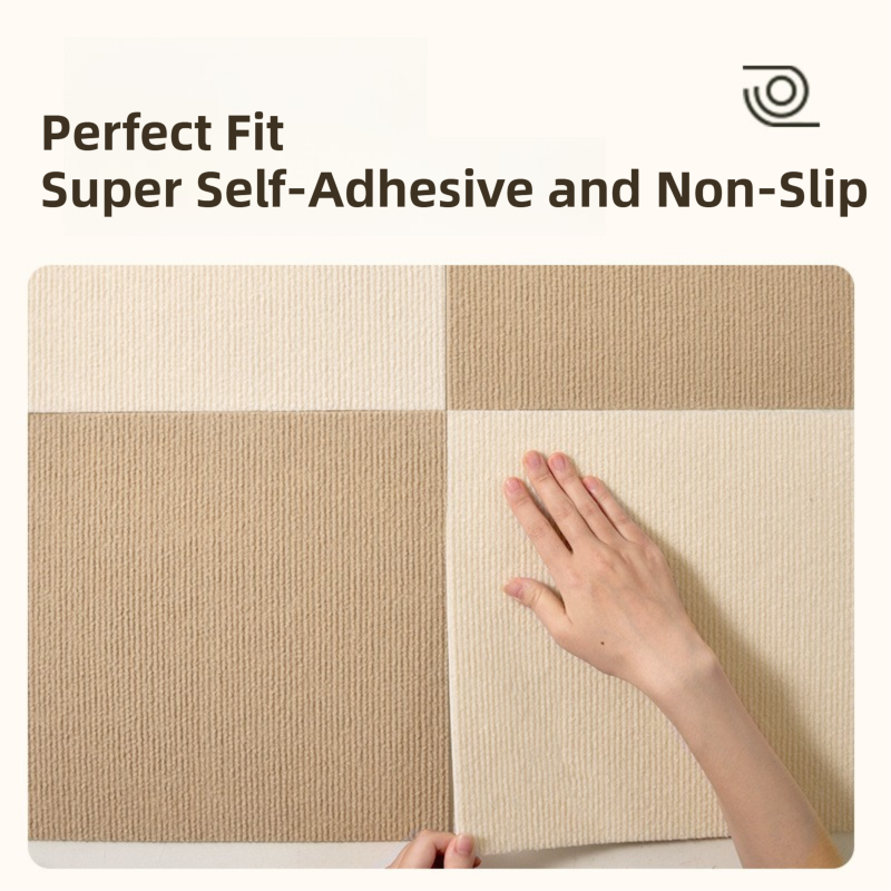 16 Pack Light Grey Durable & Soft Self-Adhesive Carpet Tiles(30x30cm) - Interlocking Non-Slip Square Floor V888-ELOSUNG42017
