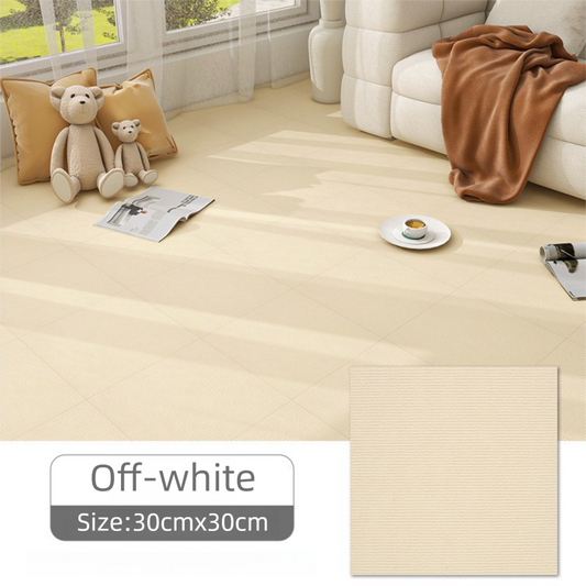 8 x Khaki & 8 x Off-White Durable & Soft Self-Adhesive Carpet Tiles(30x30cm) - Interlocking Non-Slip Square V888-ELOSUNG42018