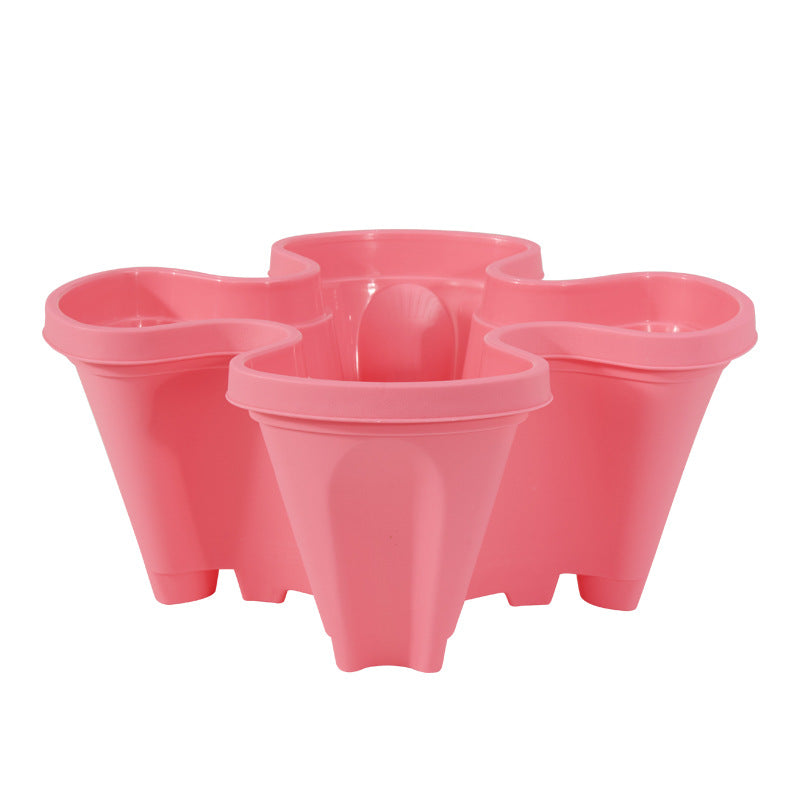 Pink 3-Tier Stackable Strawberry & Vegetable Planter with Mobile Wheel Tray - Space-Saving Vertical Gardening V888-ELOSUNG42021