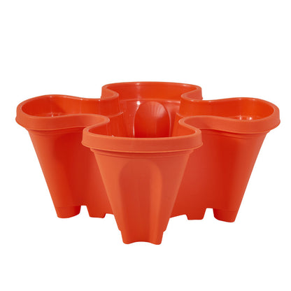 Red 3-Tier Stackable Strawberry & Vegetable Planter with Mobile Wheel Tray - Space-Saving Vertical Gardening V888-ELOSUNG42022
