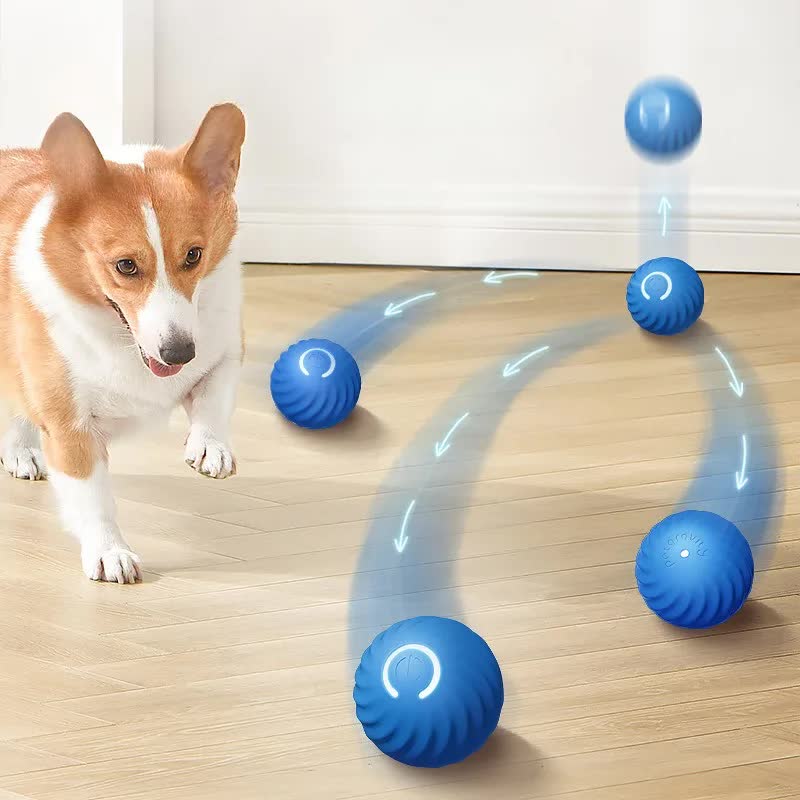 Blue Interactive Gravity Bouncing Dog Toy Ball(67MM) - Smart Automatic Teasing Pet Toy, Durable TPR with V888-ELOSUNG42033