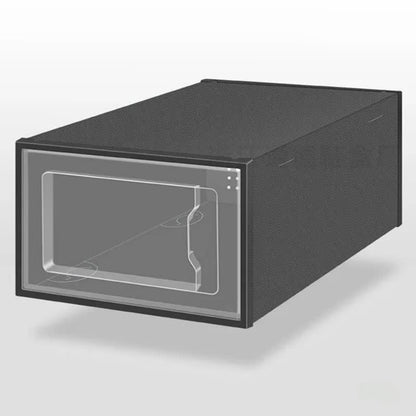2-Pack Black Clear Stackable Shoe Storage Organizer Boxes - Durable Plastic Sneaker Display and Closet V888-ELOSUNG42038
