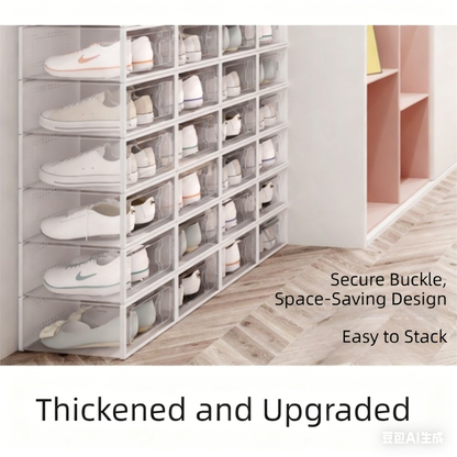 2-Pack Black Clear Stackable Shoe Storage Organizer Boxes - Durable Plastic Sneaker Display and Closet V888-ELOSUNG42038