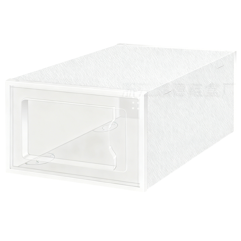 2-Pack White Clear Stackable Shoe Storage Organizer Boxes - Durable Plastic Sneaker Display and Closet V888-ELOSUNG42039