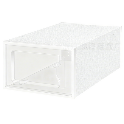 2-Pack White Clear Stackable Shoe Storage Organizer Boxes - Durable Plastic Sneaker Display and Closet V888-ELOSUNG42039