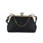 Black Retro Women's Shell Handbag - European Style Clip Lock Closure PU Clutch/Shoulder Bag with Chain Strap V888-ELOSUNG42040