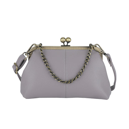 Light Purple Retro Women's Shell Handbag - European Style Clip Lock Closure PU Clutch/Shoulder Bag with Chain V888-ELOSUNG42041