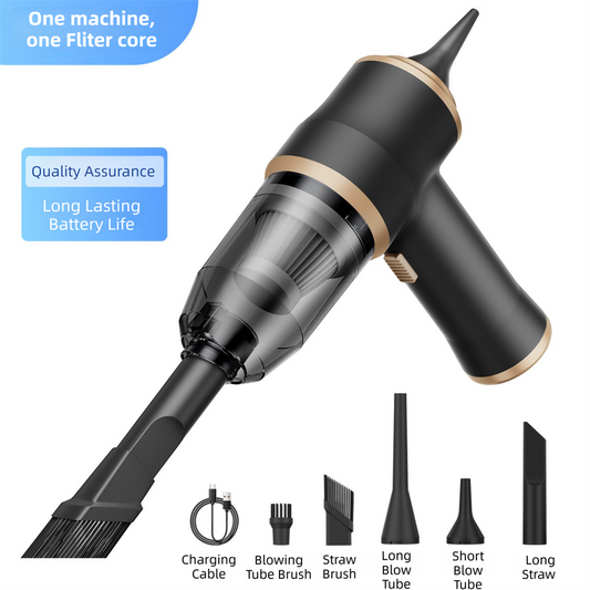 4-in1 Black Wireless Compact Handheld Car Vacuum Cleaner & Air Duster with 5 Nozzles/Brushes- 5300 Pa High V888-ELOSUNG42055