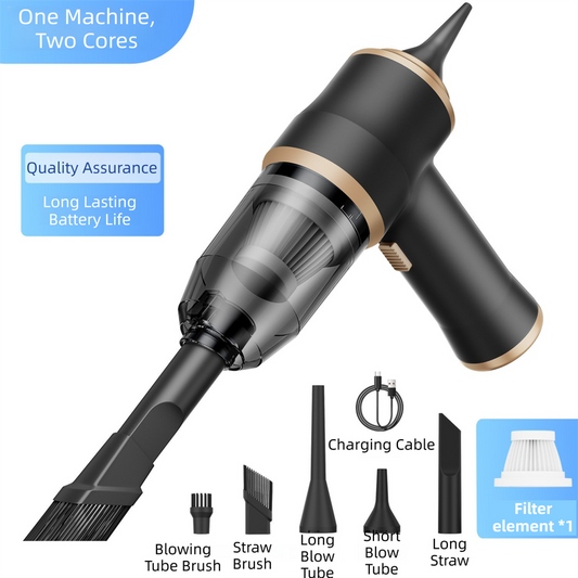 4-in1 Black Wireless Compact Handheld Car Vacuum Cleaner & Air Duster with 5 Nozzles/Brushes- 15000 Pa V888-ELOSUNG42058