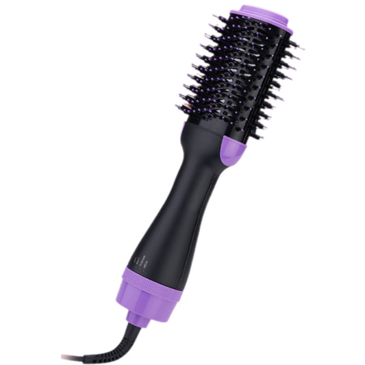 2-in-1 Black-Purple Negative Ion Hot Air Styler Brush - 7-Level Temp & 3-Gear Speed, Fast Drying Blow Dryer & V888-ELOSUNG42066