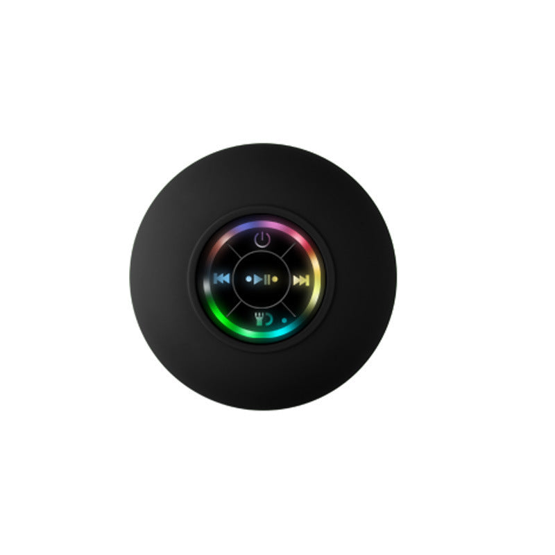 Black IPX4 Waterproof Portable Bluetooth Shower Speaker with Suction Cup & LED Light - Multi-Use As Phone V888-ELOSUNG42069