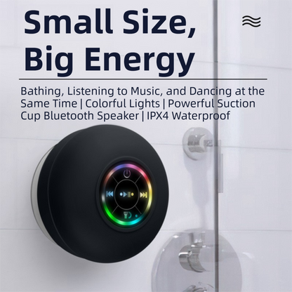 White IPX4 Waterproof Portable Bluetooth Shower Speaker with Suction Cup & LED Light - Multi-Use As Phone V888-ELOSUNG42070