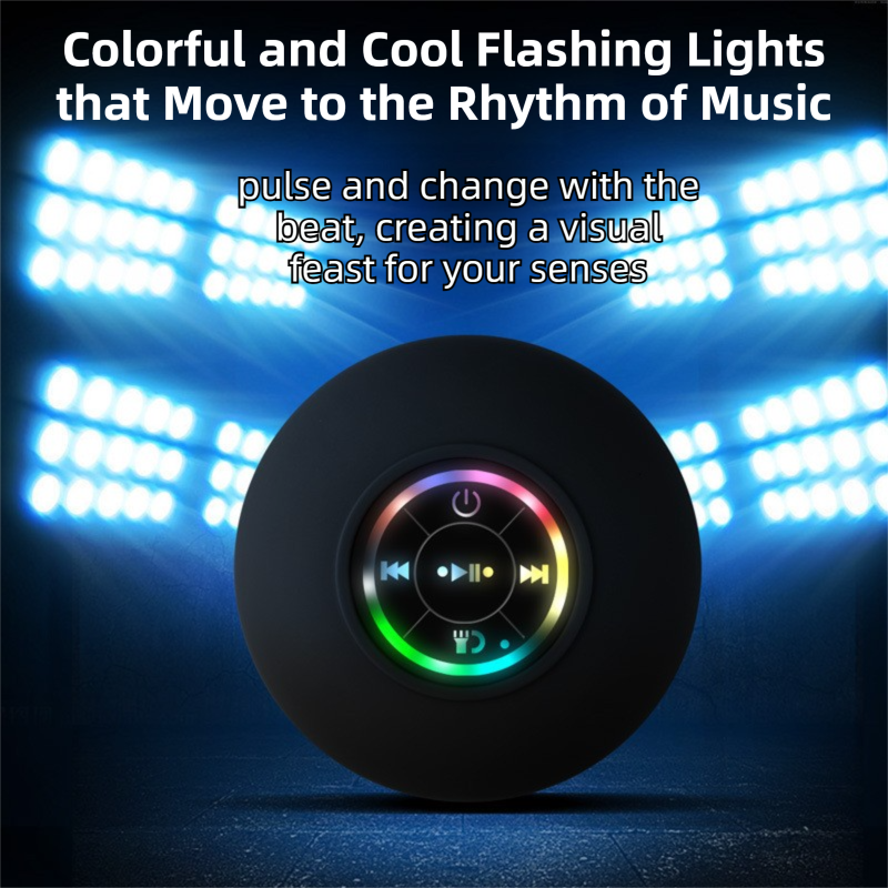 White IPX4 Waterproof Portable Bluetooth Shower Speaker with Suction Cup & LED Light - Multi-Use As Phone V888-ELOSUNG42070