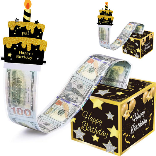 02 Black-Gold Christmas Surprise Money Pull Box - Double-Layer Digital Design for Festive Gifts, Birthday, V888-ELOSUNG42113