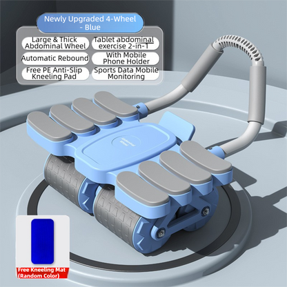 Blue 4-Wheel Automatic Rebound Ab Roller with 8 Elbow Support - Core Trainer for Home Abdominal Muscle V888-ELOSUNG42118