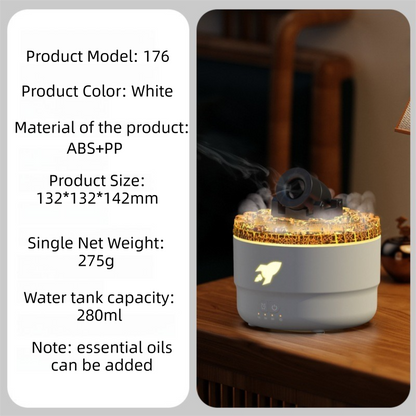 176 White Simulation Turret Diffuser & Humidifier - Smart Timer Ultrasonic Mister with Volcano Lava Crack V888-ELOSUNG42140
