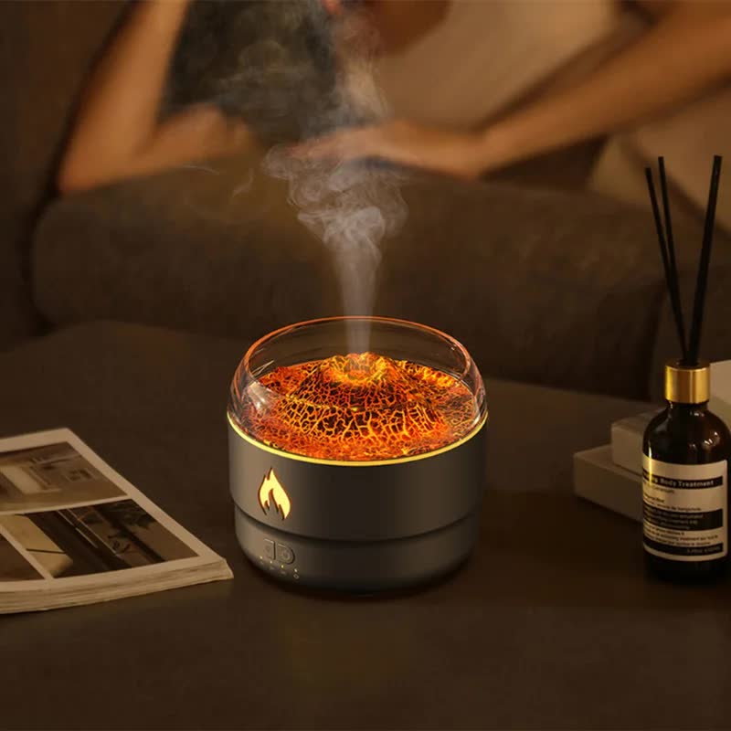 167 Black Simulation Volcano Diffuser & Humidifier - Smart Timer Ultrasonic Mister with Volcano Lava Crack V888-ELOSUNG42141