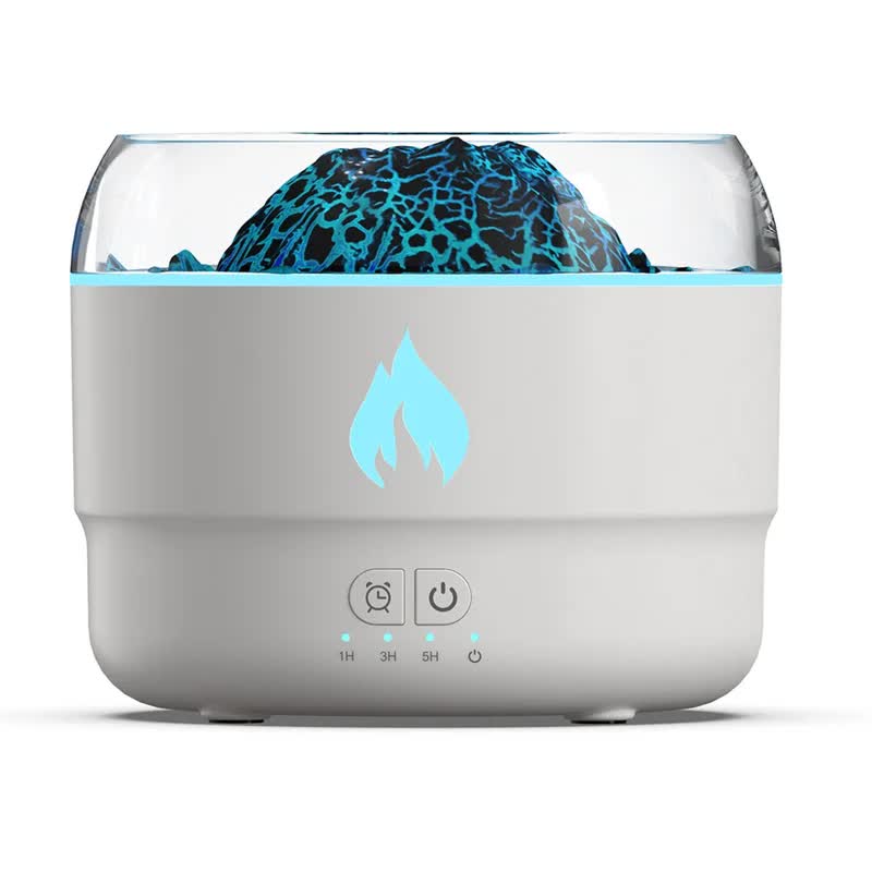 167 White Simulation Volcano Diffuser & Humidifier - Smart Timer Ultrasonic Mister with Volcano Lava Crack V888-ELOSUNG42142
