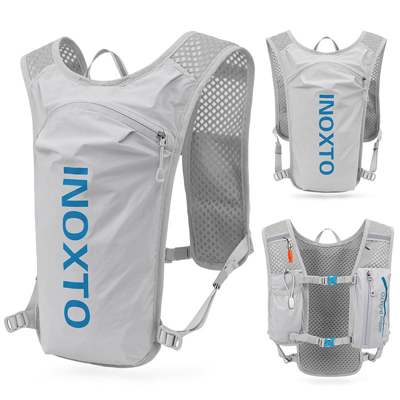 Grey-Blue 5L Ultra-Light Hydration Running Vest - Quick-Dry Trail Running & Marathon Backpack with Night V888-ELOSUNG42143