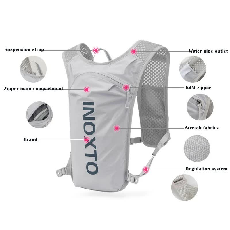 Grey-Blue 5L Ultra-Light Hydration Running Vest - Quick-Dry Trail Running & Marathon Backpack with Night V888-ELOSUNG42143