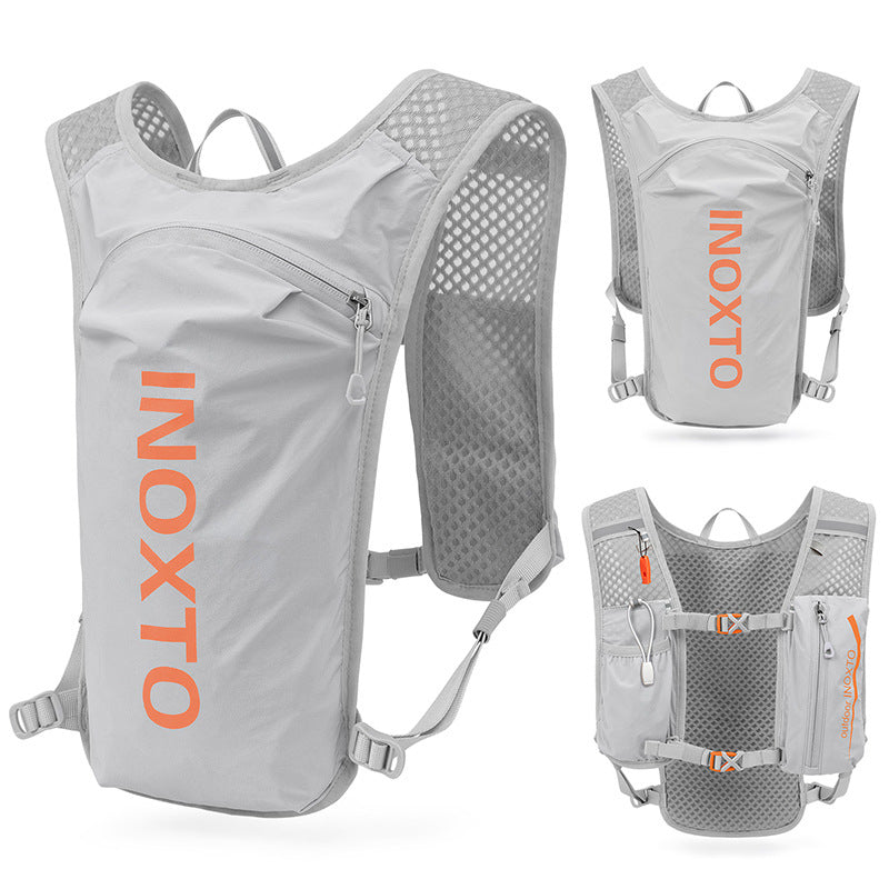 Grey-Orange 5L Ultra-Light Hydration Running Vest - Quick-Dry Trail Running & Marathon Backpack with Night V888-ELOSUNG42144