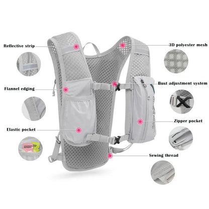 Black-Blue 5L Ultra-Light Hydration Running Vest - Quick-Dry Trail Running & Marathon Backpack with Night V888-ELOSUNG42146