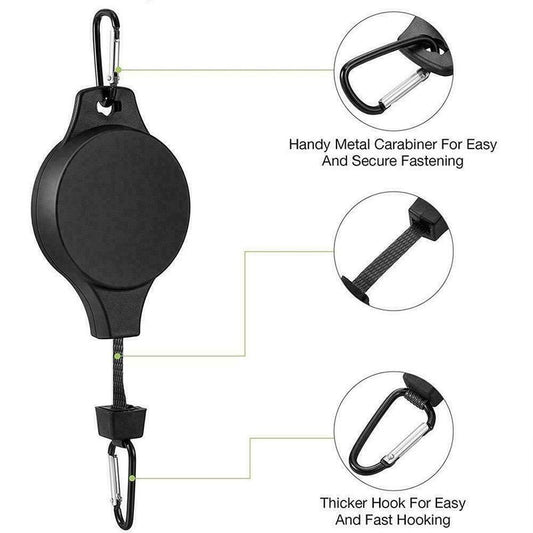 3PCS Black Retractable Hanging Basket Pulley System & 3PCS Heavy Duty Stainless Steel S-Hooks Combo - Garden V888-ELOSUNG42159