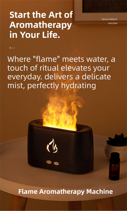 White 3D Simulation Flame Aroma Diffuser & Humidifier - Ultrasonic Desktop Mister with 7-Color LED Light and V888-ELOSUNG42162