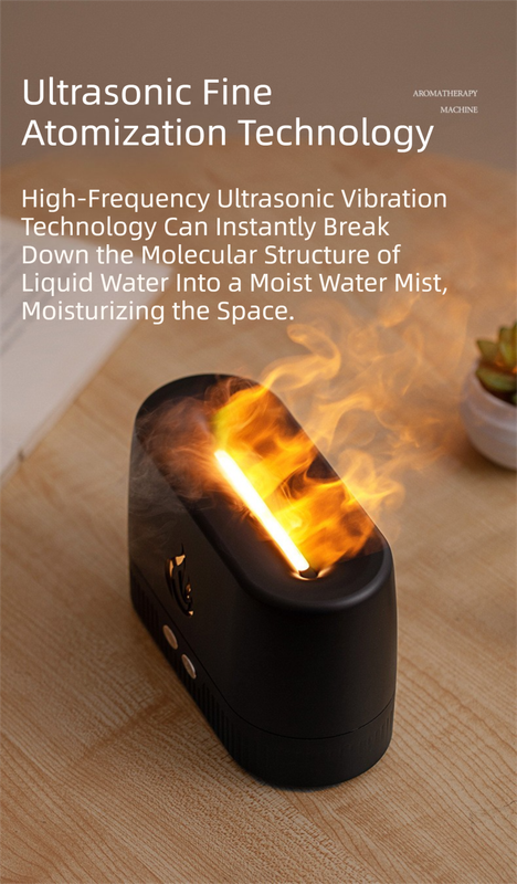 White 3D Simulation Flame Aroma Diffuser & Humidifier - Ultrasonic Desktop Mister with 7-Color LED Light and V888-ELOSUNG42162