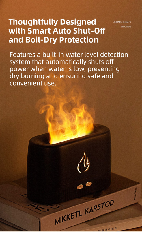 White 3D Simulation Flame Aroma Diffuser & Humidifier - Ultrasonic Desktop Mister with 7-Color LED Light and V888-ELOSUNG42162