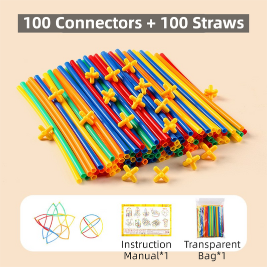 Soft Straw & Pipe Connector Building Blocks Toy - 200 Pcs Interlocking Construction Set, Educational Puzzle V888-ELOSUNG42166