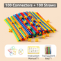 Soft Straw & Pipe Connector Building Blocks Toy - 200 Pcs Interlocking Construction Set, Educational Puzzle V888-ELOSUNG42166