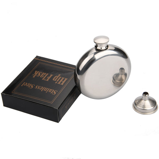 2-Pack Portable 5OZ Mirror Finish Round Hip Flask for Outdoor & Travel - Stainless Steel Pocket Liquor Bottle V888-ELOSUNG42176