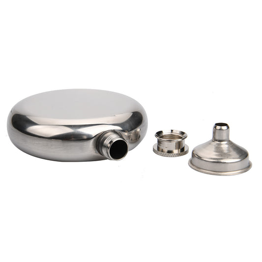 2-Pack Portable 5OZ Mirror Finish Round Hip Flask for Outdoor & Travel - Stainless Steel Pocket Liquor Bottle V888-ELOSUNG42176