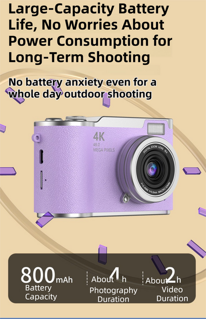 Brown 4K Compact Digital CCD Camera for Vlogging & Students - Portable Point and Shoot with 2.4-inch Rotating V888-ELOSUNG42183