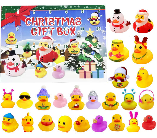 Creative Christmas Rubber Duck Advent Calendar - 24 Unique Festive Mini Duck Bath Toys (Blind Box) V888-ELOSUNG42195