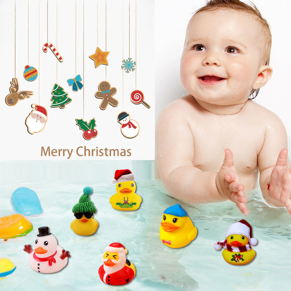 Creative Christmas Rubber Duck Advent Calendar - 24 Unique Festive Mini Duck Bath Toys (Blind Box) V888-ELOSUNG42195