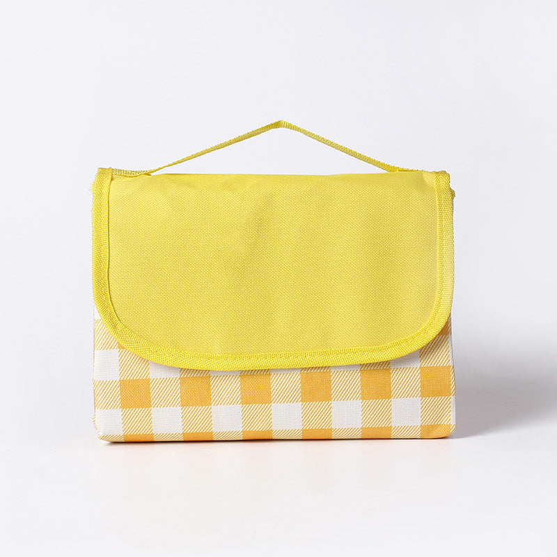 Yellow Plaid Foldable Waterproof & Moisture-Proof Picnic Blanket 150x100CM - 600D Three-Layer Composite V888-ELOSUNG42197