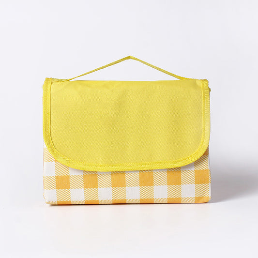 Yellow Plaid Foldable Waterproof & Moisture-Proof Picnic Blanket 150x100CM - 600D Three-Layer Composite V888-ELOSUNG42197